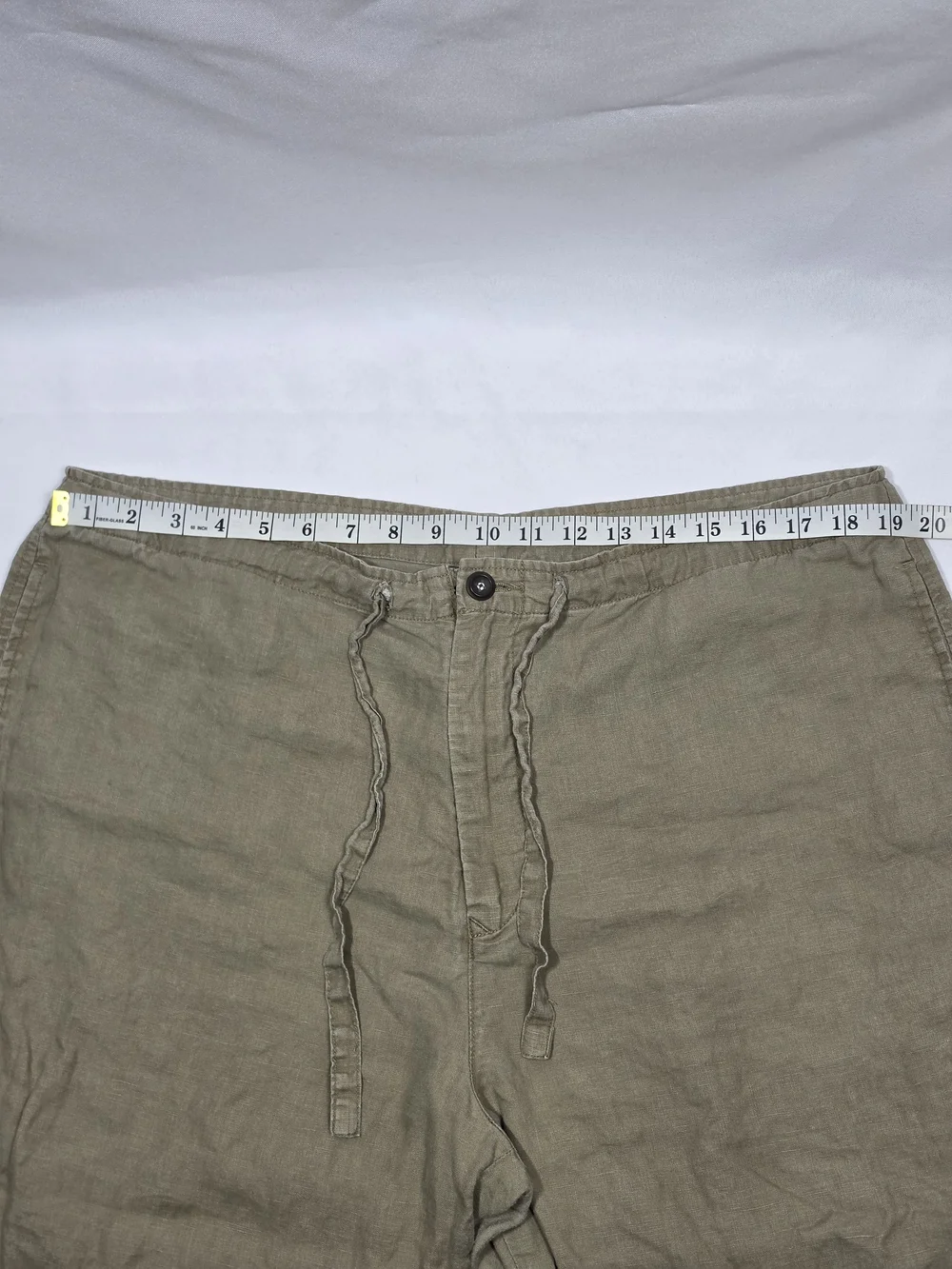 Men's Casual Drawstring Linen-Blend Pants in Olive